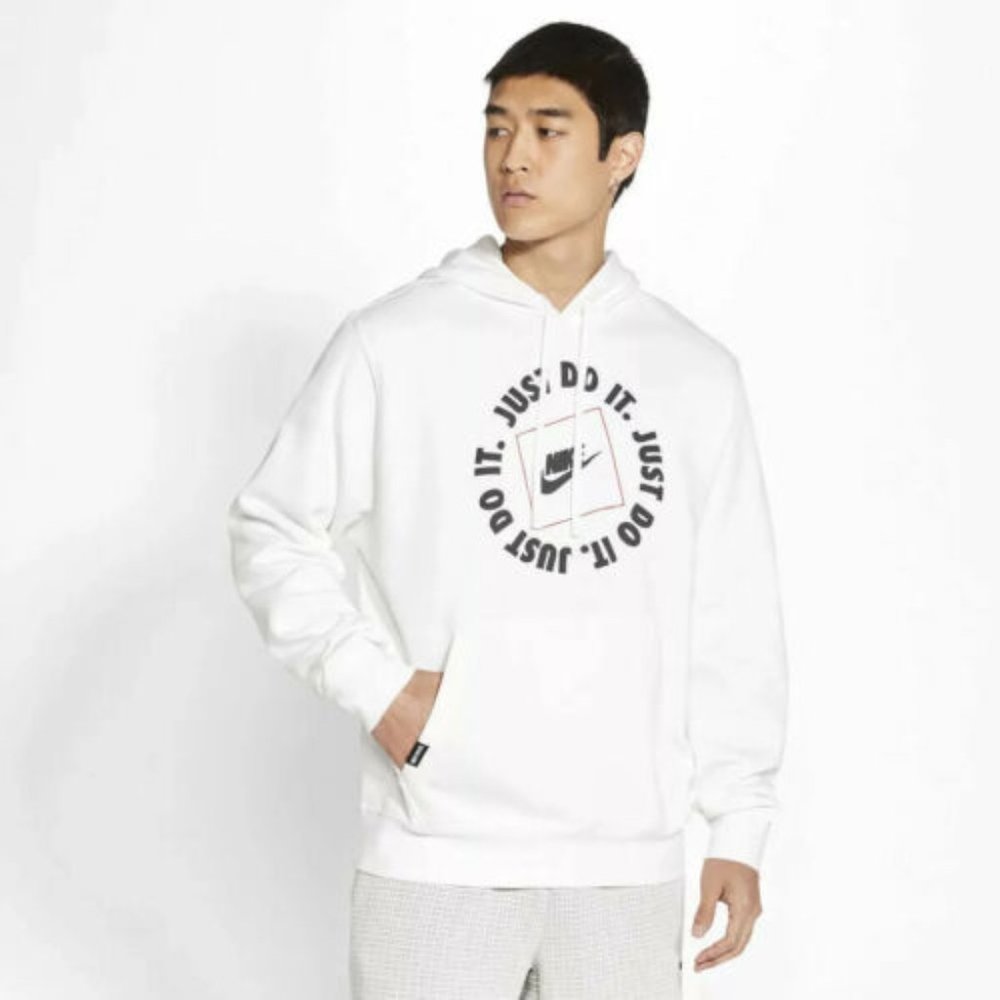 NIKE Men's Sportswear JDI Pullover Fleece Training Hoodie | White | Size: Small